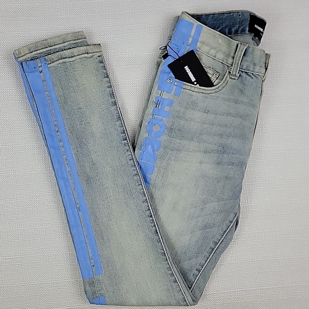 Homme + Femme Men's Trademark Slim Fit Light Blue Denim Jeans 28‎